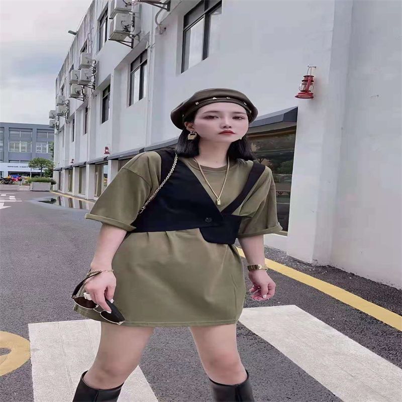 中长宽松显瘦修身印花夏季2021年新款时尚高档休闲女式连衣裙94