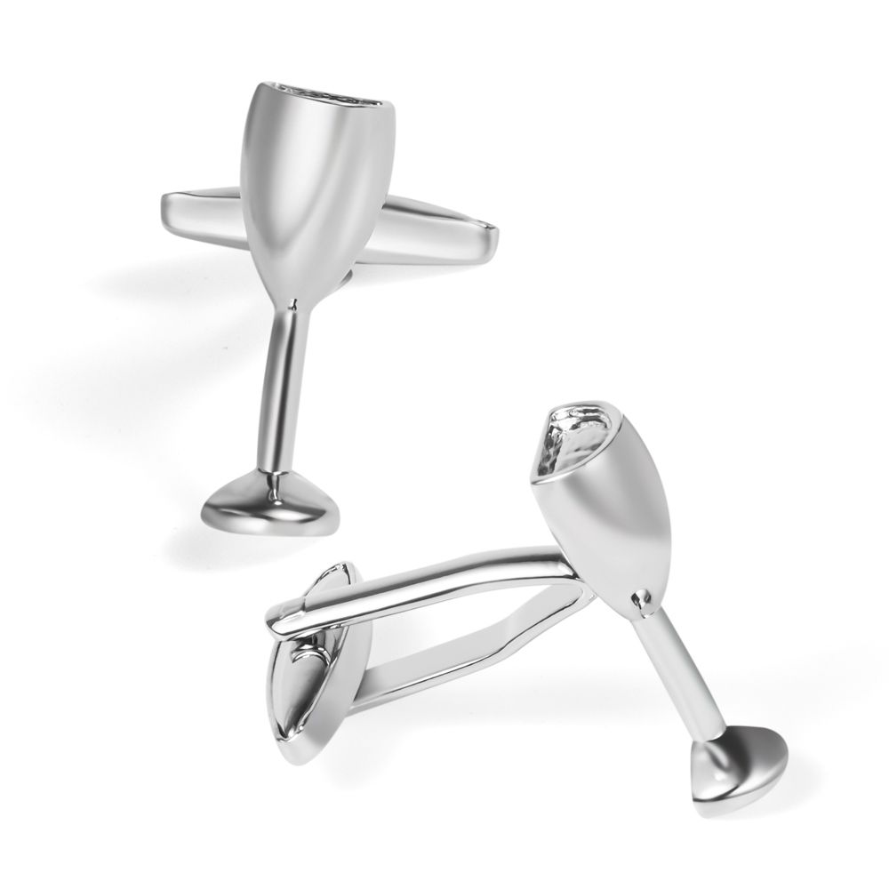 In-stock fun wine glass-shaped smooth plain metal cufflinks, export men's French shirt cuff buttons Application Scenario