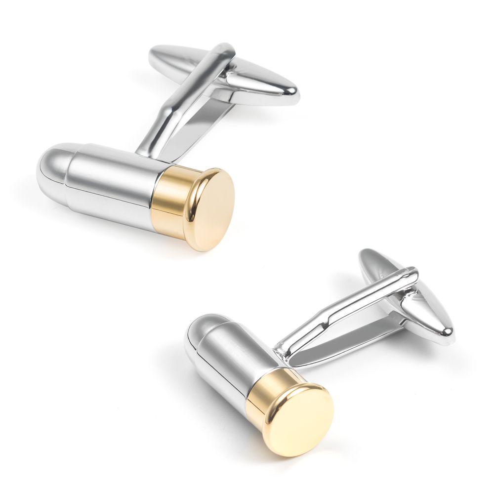 In stock, there are fun bullet-shaped, smooth, plain metal cuff buttons and cufflinks for men's French shirts Item Picture