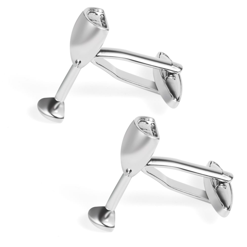 In-stock fun wine glass-shaped smooth plain metal cufflinks, export men's French shirt cuff buttons Specification image