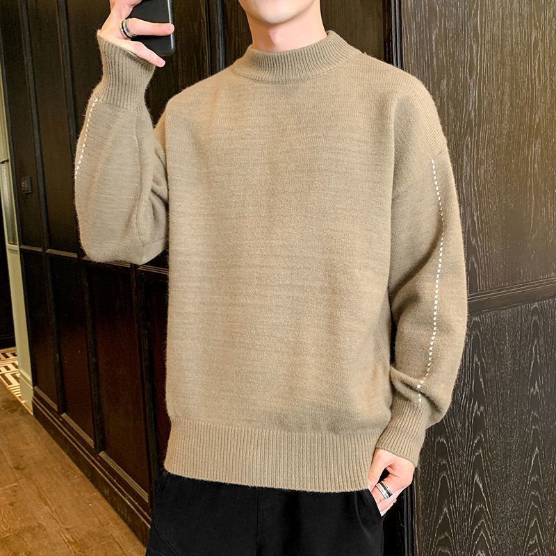 毛衣男圆领纯色春秋款内搭打底衫 秋冬季潮流毛线衣毛衫秋季针织衫95