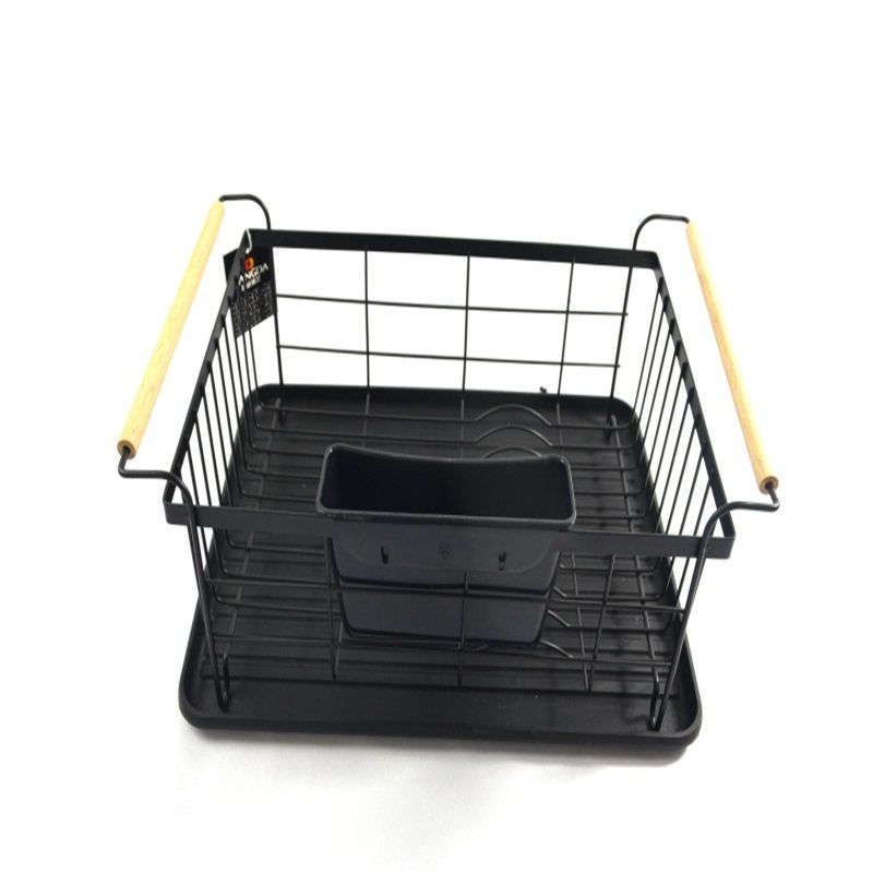 Black wooden handle bowl holder