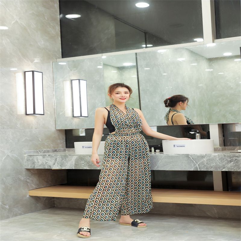 Korean Version Of The Long Loose Slimming Chiffon Summer New Fashion Casual V-Neck Women's Dress 144