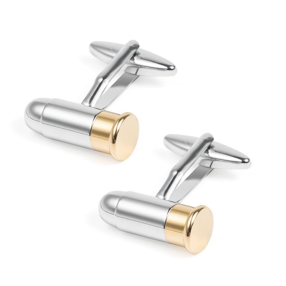 In stock, there are fun bullet-shaped, smooth, plain metal cuff buttons and cufflinks for men's French shirts Specification image