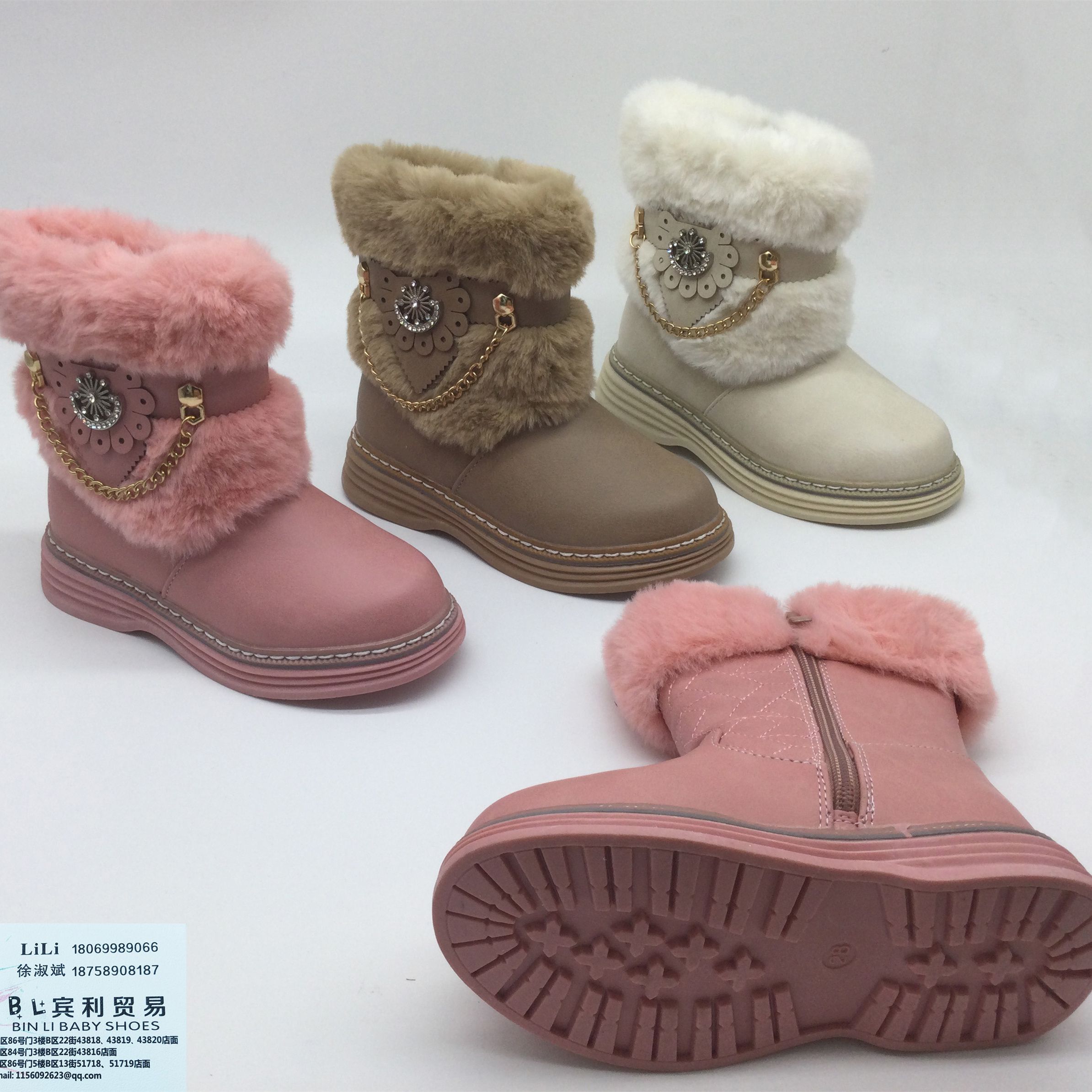 外贸女童雪地靴冬季新款加厚加绒儿童冬鞋小孩棉靴子马丁靴短靴34