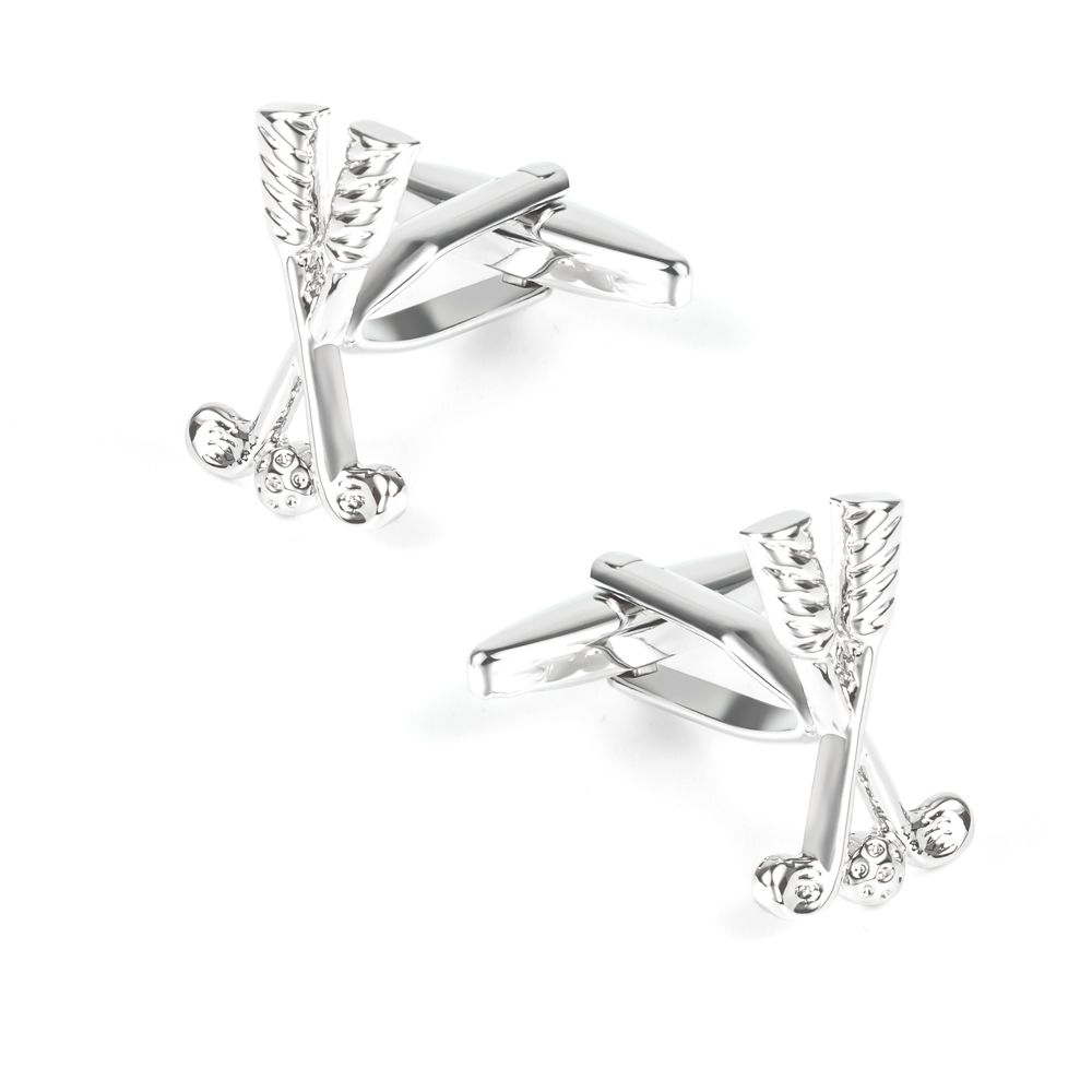In stock, there are smooth cufflinks in the shape of golf clubs, plain metal cuffs with studs, and men's French shirt cufflinks details Picture