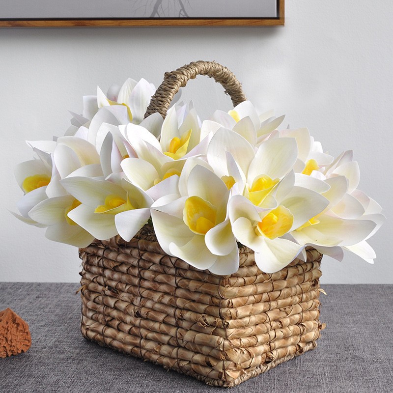 Simulated flower bouquets of Cymbidium goeringii, 4-head hand-tied Cymbidium goeringii 3D printed high-end silk flowers for home soft decoration and arrangement wholesale detail image 16