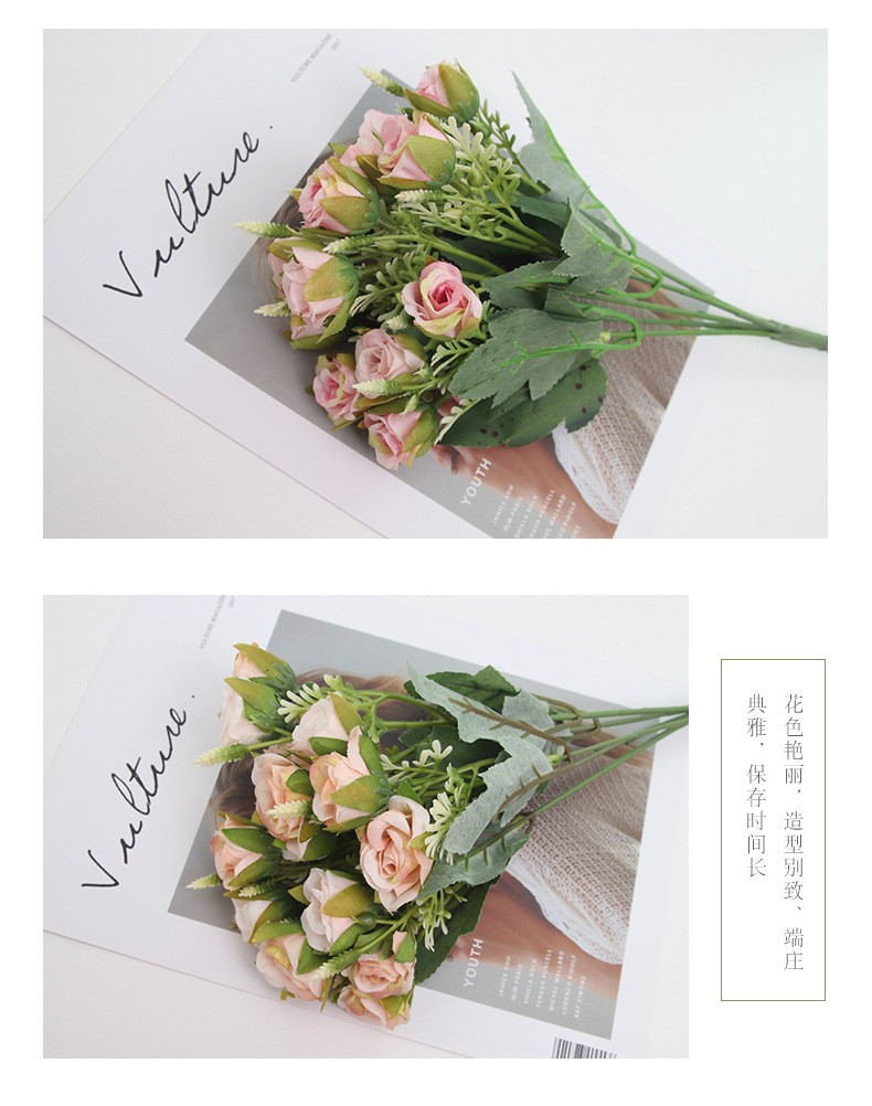 Factory wholesale wedding artificial flowers, small pomegranate buds, rose artificial bouquets, silk fabric artificial flowers, home floral art ornaments detail image 10