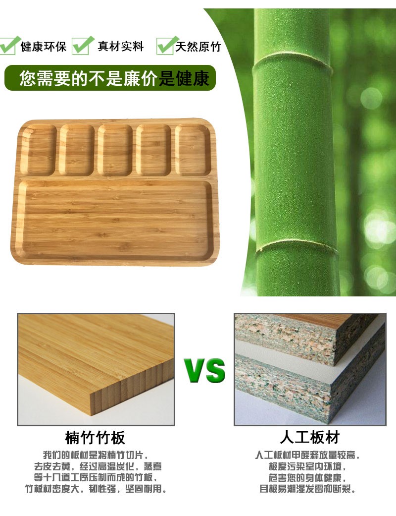 日式竹制茶盘分格桌面果盘整理收纳托盘楠竹环保餐盘详情图6