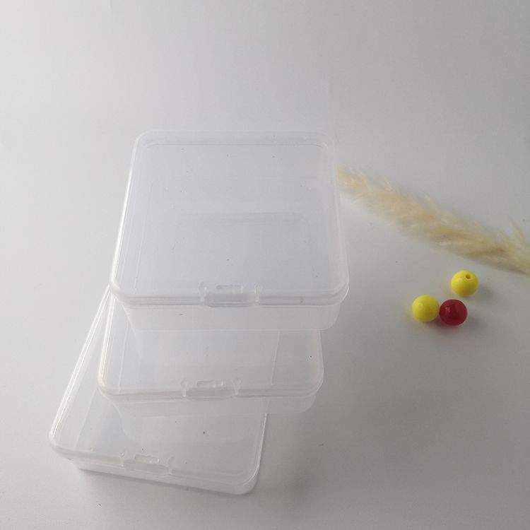 塑料盒透明收纳方型72mm高透回形针珠子平底圆形义乌小商品pp盒70763图