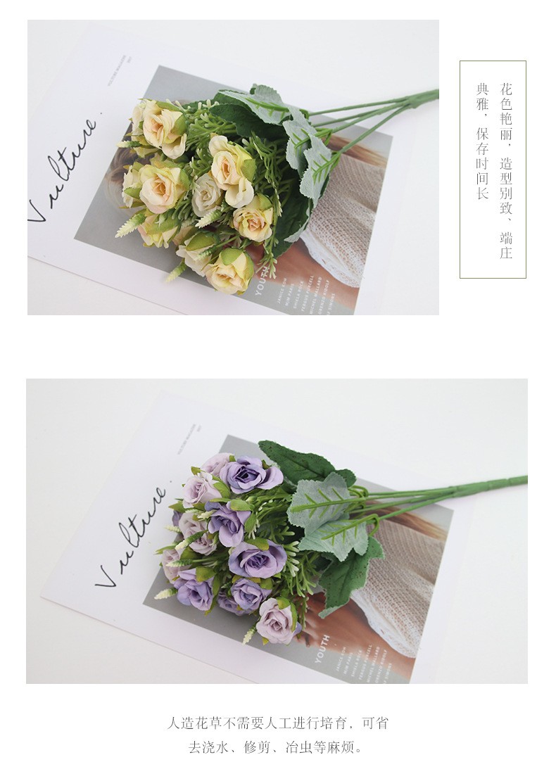 Factory wholesale wedding artificial flowers, small pomegranate buds, rose artificial bouquets, silk fabric artificial flowers, home floral art ornaments detail image 8