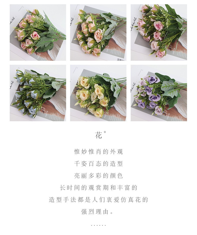 Factory wholesale wedding artificial flowers, small pomegranate buds, rose artificial bouquets, silk fabric artificial flowers, home floral art ornaments detail image 5