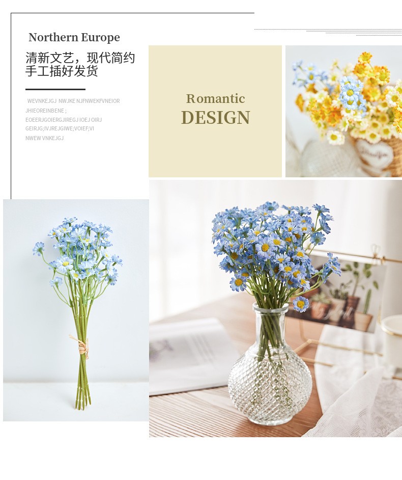 Wholesale of simulated chamomile bouquets, garden daisies, artificial flowers for dining tables, and fresh African daisies for soft furnishings detail image 5