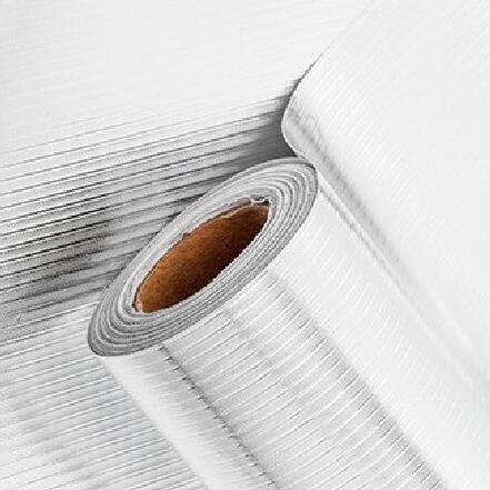 Striped anti-oil fume stickers, kitchen anti-splash stickers, self-adhesive aluminum foil contact paper, waterproof and heat-resistant wallpaper stickers, suitable for kitchen drawer linings, shelf linings, countertops and stoves, 3m*60cm