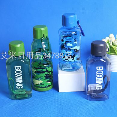 新款磨砂旋盖方杯 塑料450ML水杯户外骑行游玩大容量塑料运动水杯产品图