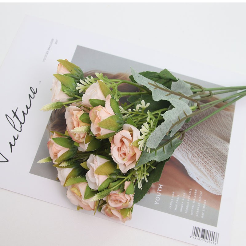 Factory wholesale wedding artificial flowers, small pomegranate buds, rose artificial bouquets, silk fabric artificial flowers, home floral art ornaments detail image 16