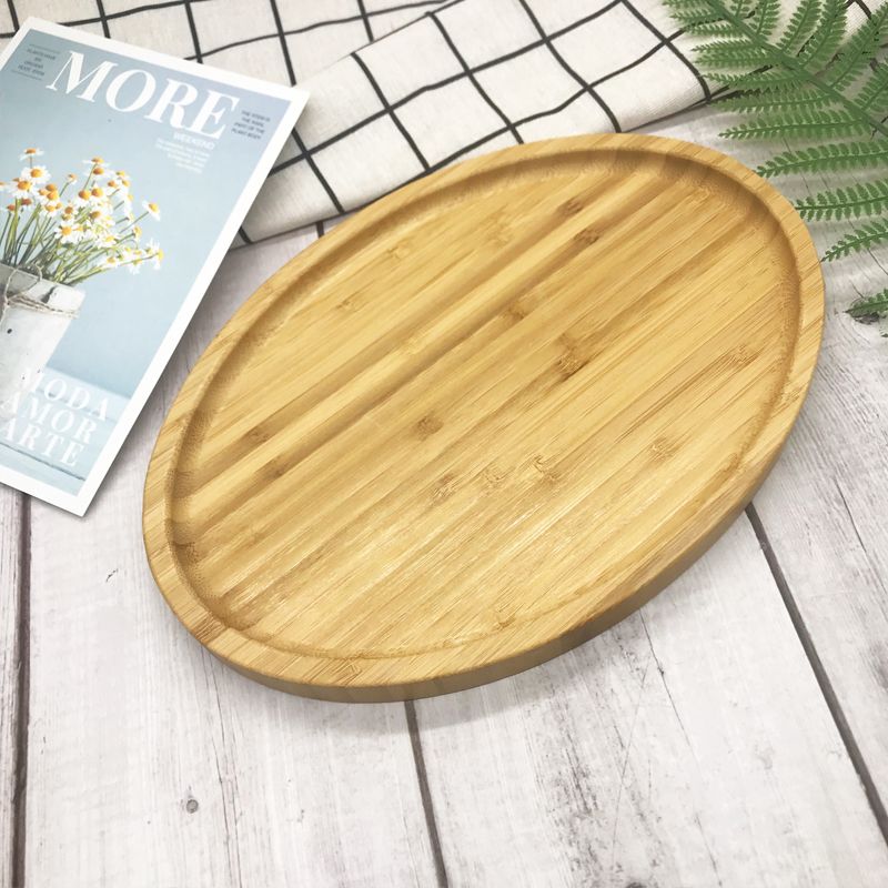 椭圆形竹制托盘茶盘水果盘日式桌面收纳干果盘子产品图