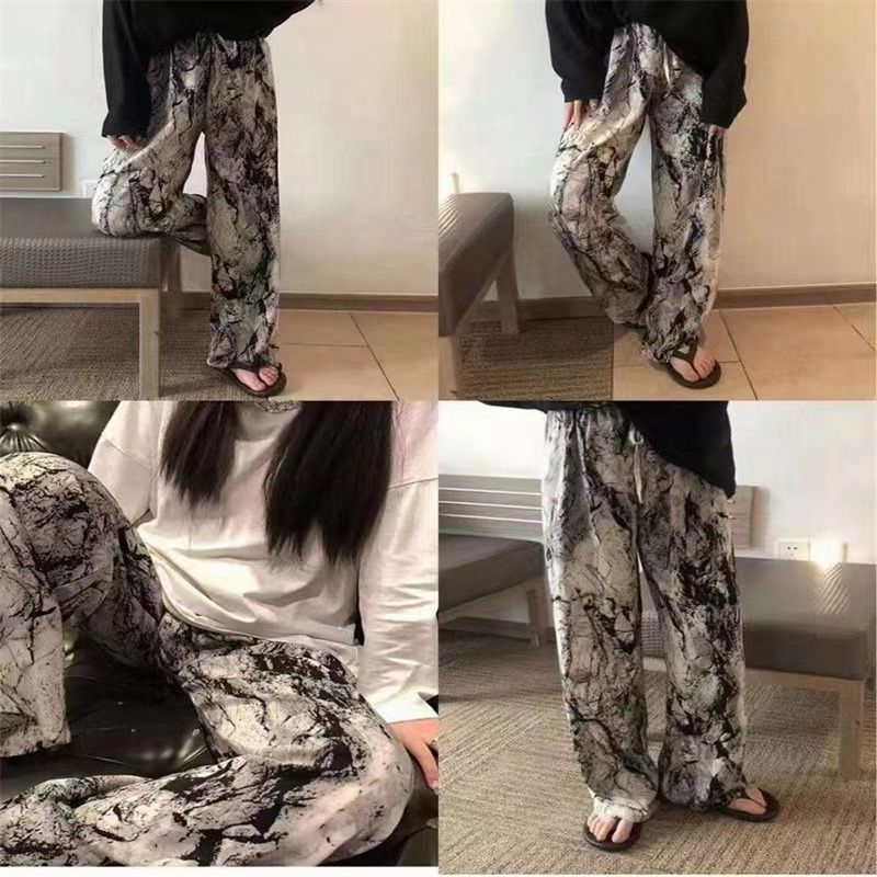 High-waisted women's sportswear pants for autumn, loose and drape, elastic cotton pants, straight leg slimming, floor-length casual wide-leg trousers. Item number: XF052
