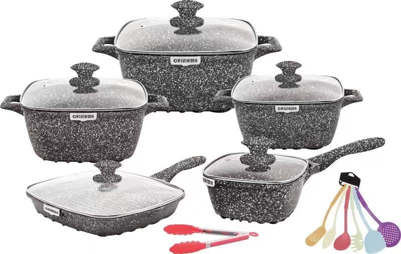 Cast Aluminum Cookware Set Frying Pan Specification drawing