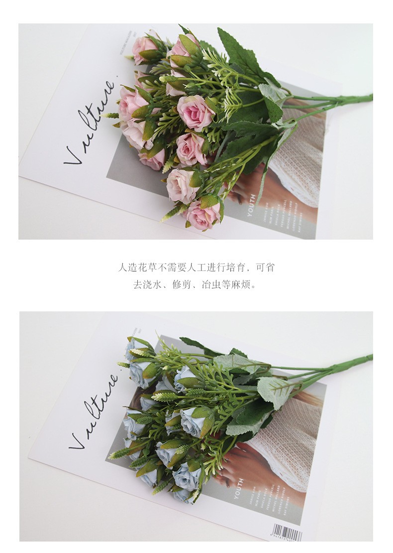 Factory wholesale wedding artificial flowers, small pomegranate buds, rose artificial bouquets, silk fabric artificial flowers, home floral art ornaments detail image 9