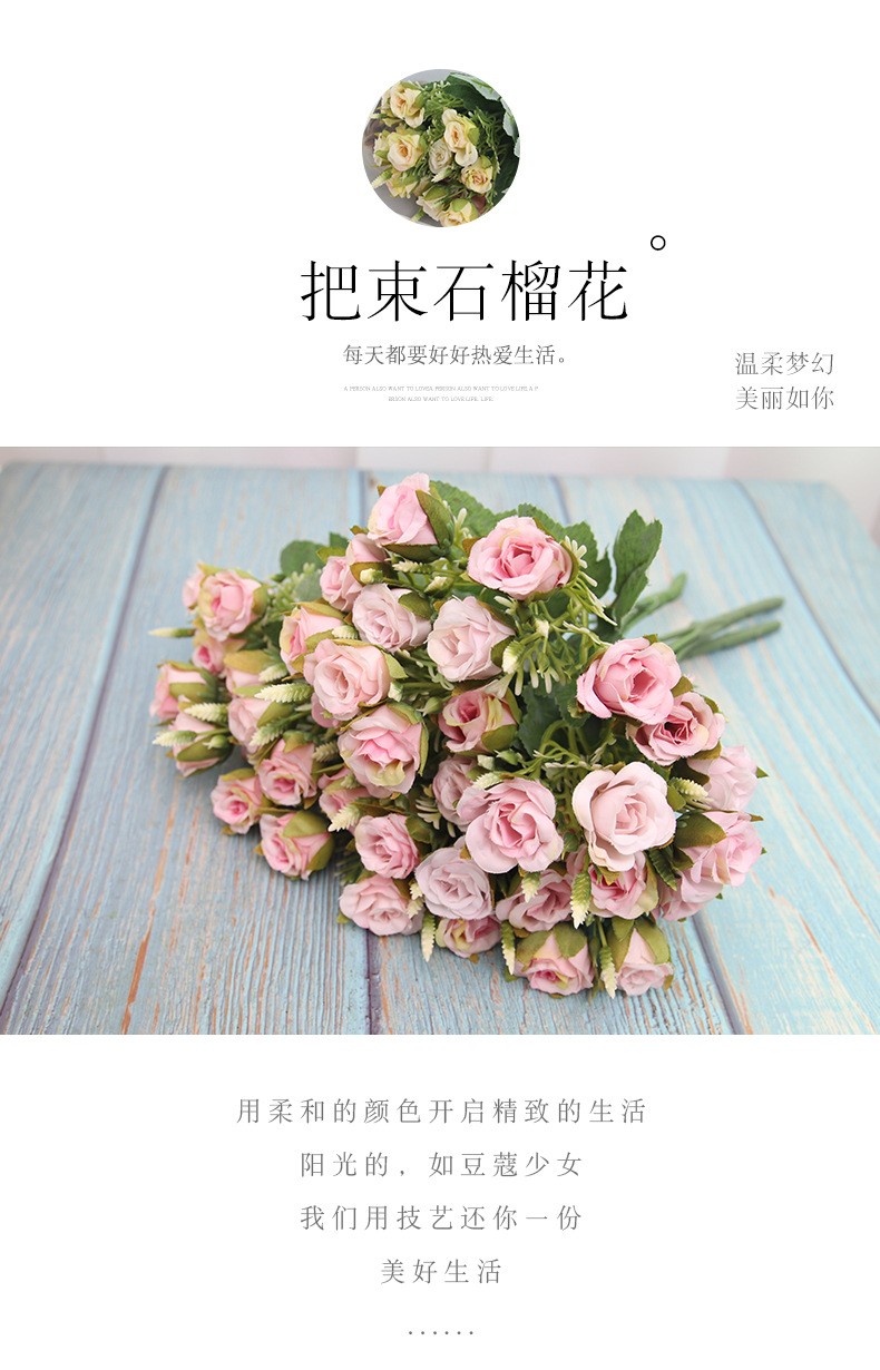 Factory wholesale wedding artificial flowers, small pomegranate buds, rose artificial bouquets, silk fabric artificial flowers, home floral art ornaments detail image 3