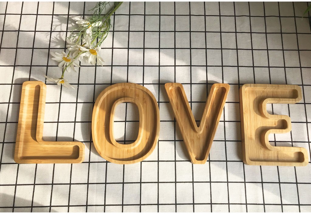 楠竹字母造型托盘干果盘LOVE水果盘创意竹制收纳整理盘子详情图9