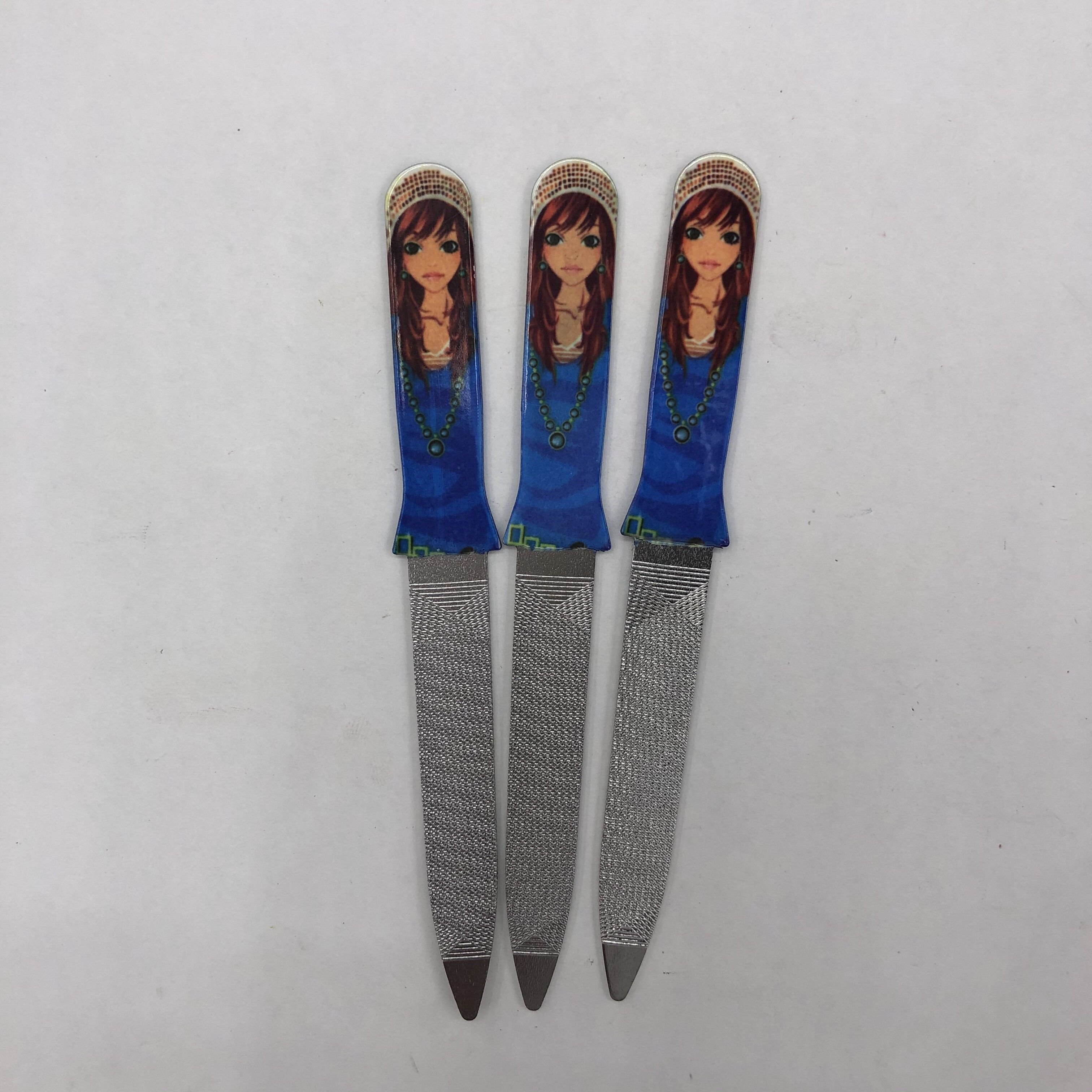 Nail art tools, nail file, stainless steel double-headed dual-purpose nail file, dead skin fork, plastic handle nail file, nail trimming, dead skin removal tool, nail trimmer Specification image