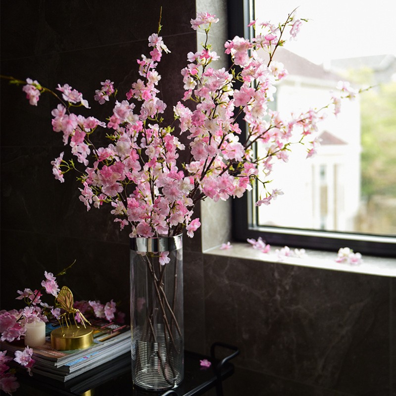 The manufacturer simulates 4-pronged cherry blossom branches, long branches, artificial flowers, silk fabric, plastic flowers, wedding decorations, arches, guiding paths, and artificial flowers detail image 1