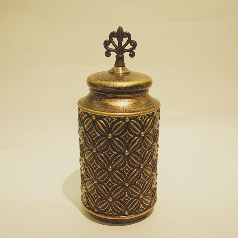 New American ceramic vase three-piece set Creative Hotel soft decoration pieces Hand-painted ceramic dry vase craft 8 Golden Castle vase Item Picture