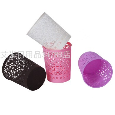 创意仿藤编塑料笔筒 多功能简约镂空学生桌面收纳盒办公文具笔桶详情图5