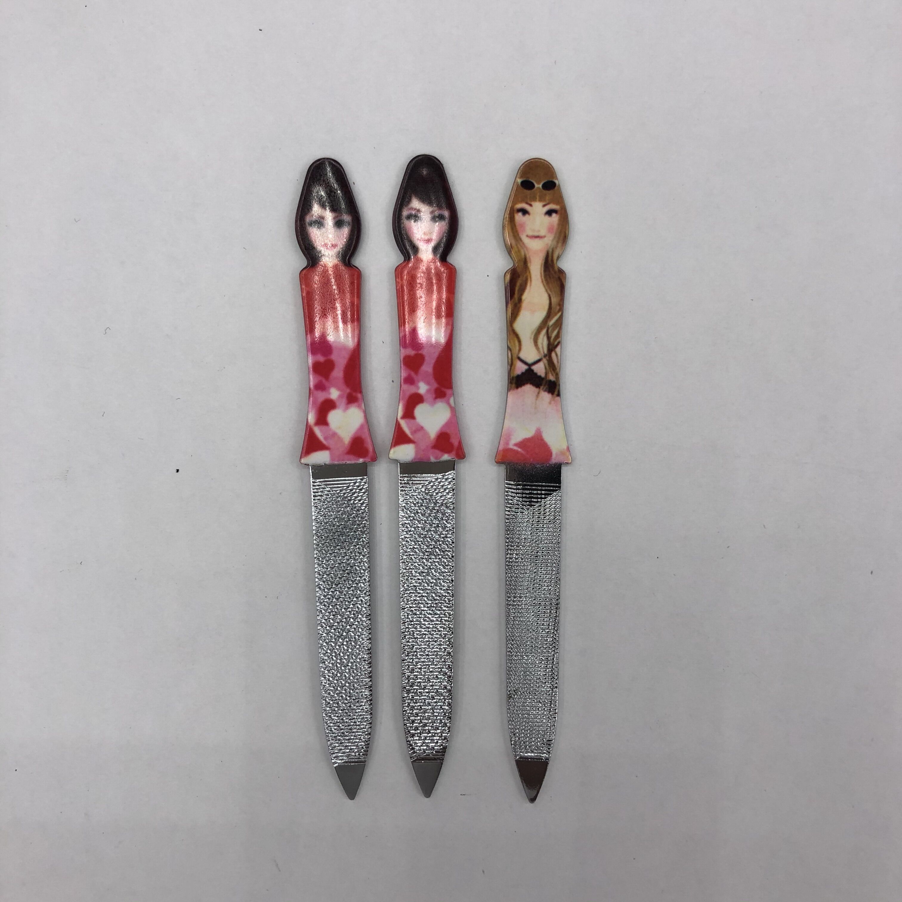 Nail file Stainless steel double-ended nail file cuticle fork Plastic handle nail file Manicure manicure peeling tool details Picture
