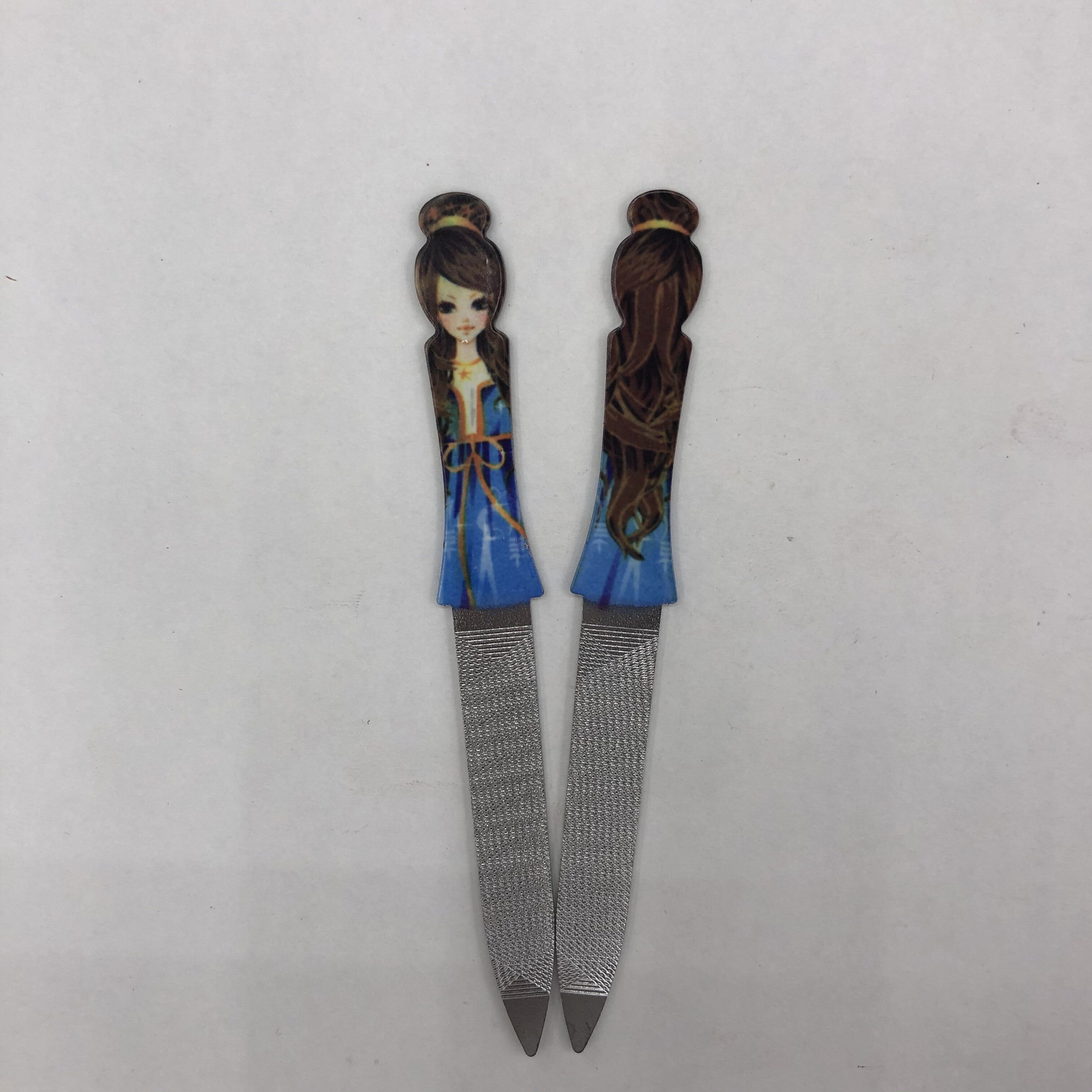 Mixed color Beauty Nail file Stainless steel dual-end nail file cuticle fork Plastic handle nail file Nail manicure cuticle remover tool Manicure trimmer details Picture