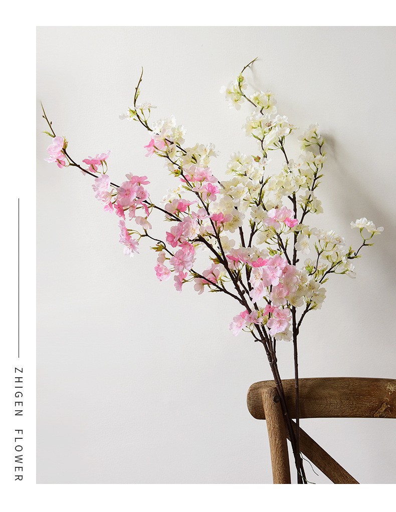 The manufacturer simulates 4-pronged cherry blossom branches, long branches, artificial flowers, silk fabric, plastic flowers, wedding decorations, arches, guiding paths, and artificial flowers detail image 8
