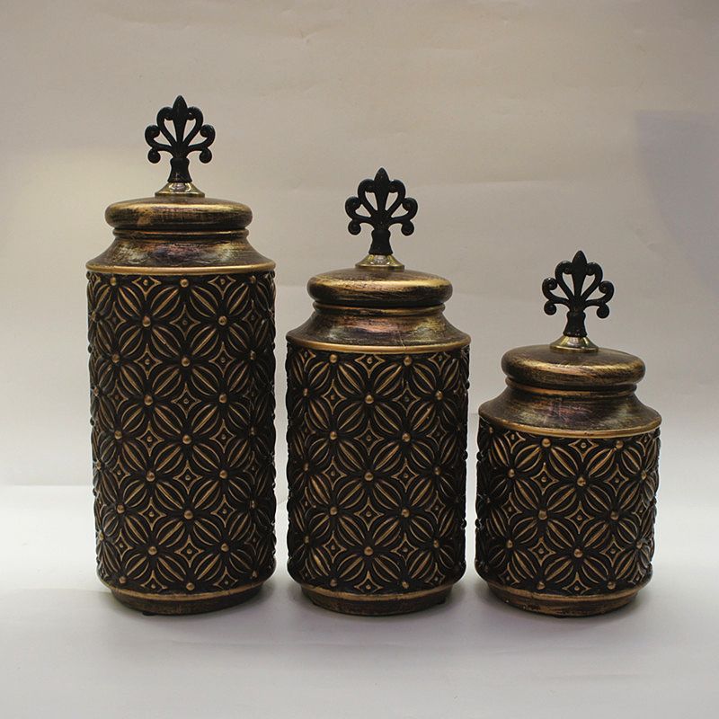 New American ceramic vase three-piece set Creative Hotel soft decoration pieces Hand-painted ceramic dry vase craft 8 Golden Castle vase Specification drawing