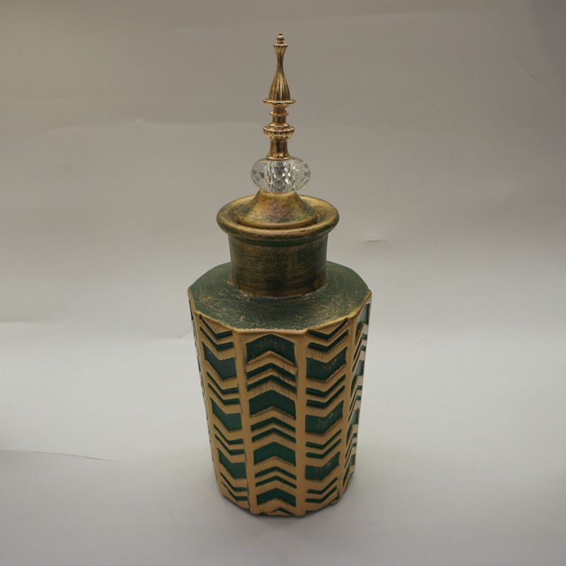 New American ceramic vase three-piece creative hotel soft decoration pieces hand-painted ceramic dry vase process 02 Golden Castle vase Specification drawing