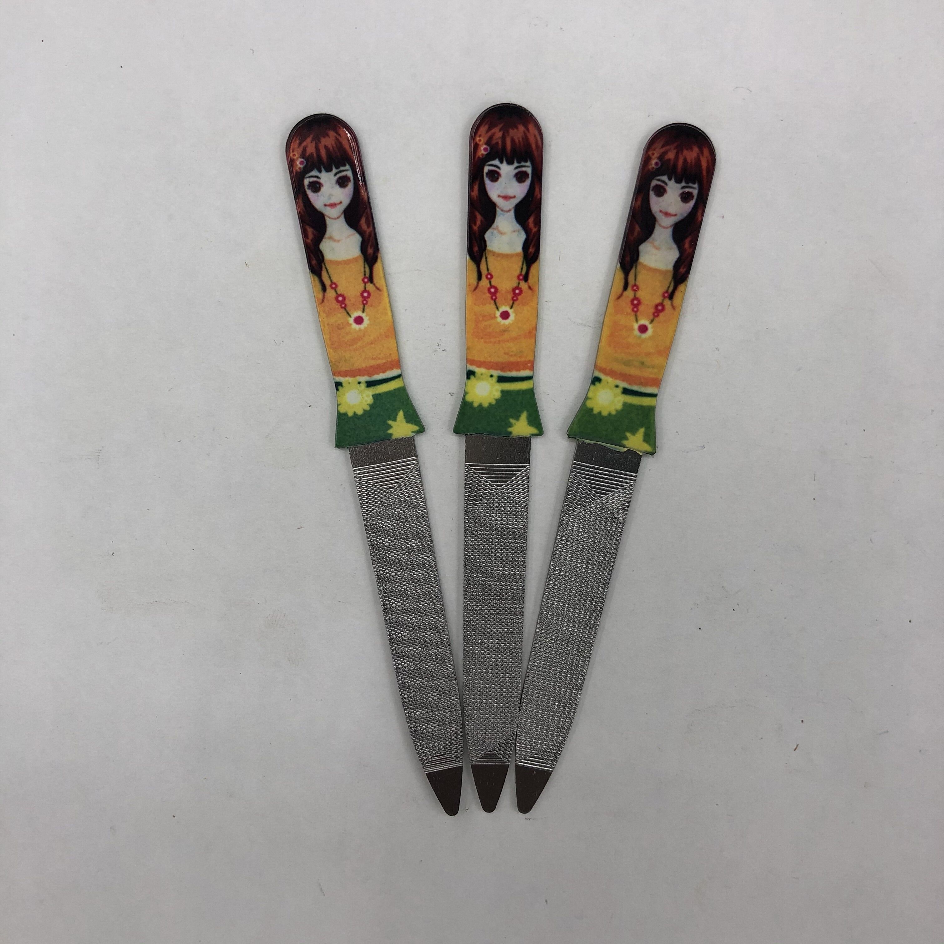 Nail file Stainless steel nail trimmer Double-ended nail file cutiver fork Plastic handle nail file Manicure manicure cutiver tool Specification drawing