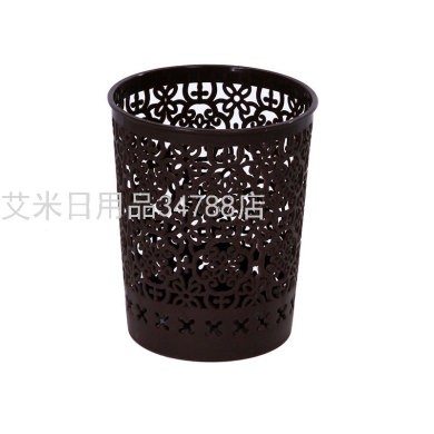 创意仿藤编塑料笔筒 多功能简约镂空学生桌面收纳盒办公文具笔桶详情图2