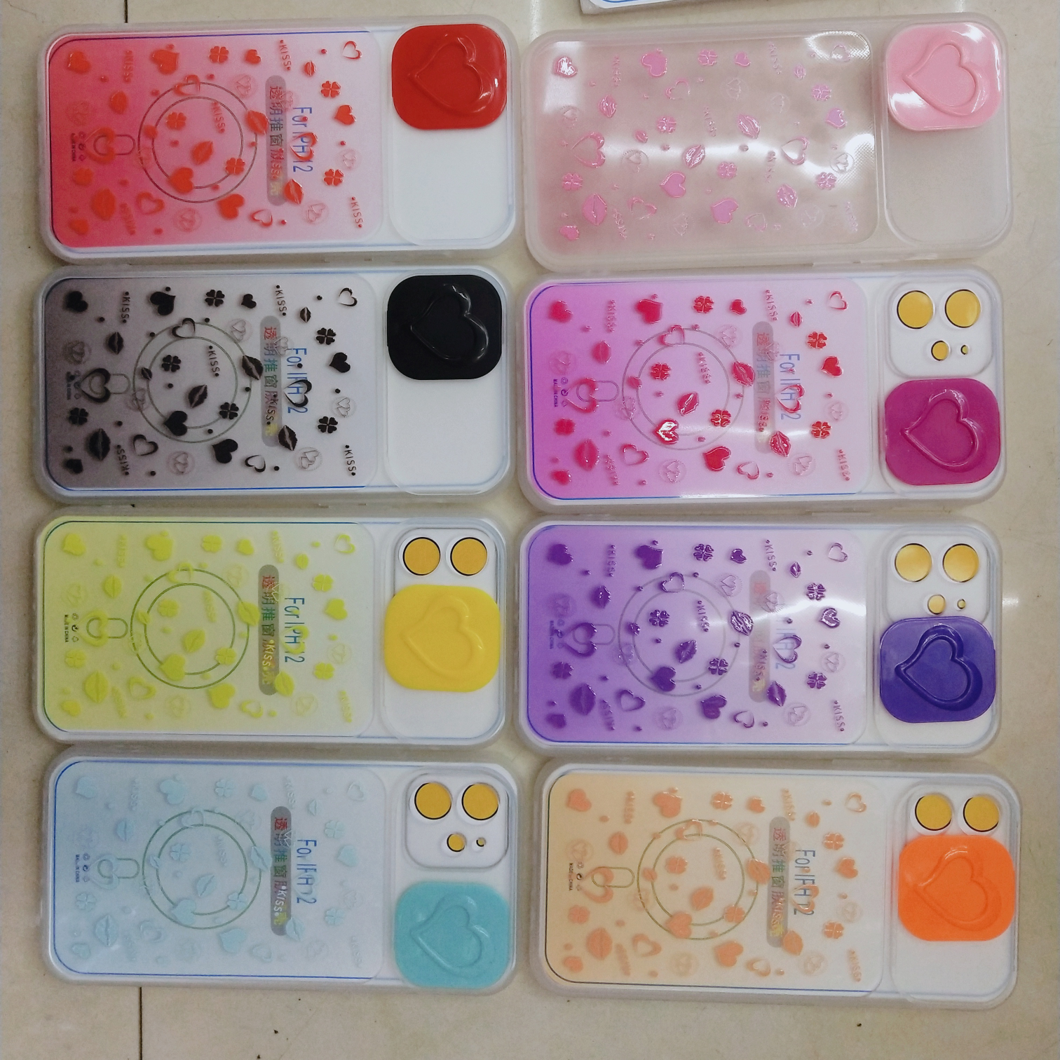 Transparent heart sliding window skin sensitive TPU phone case