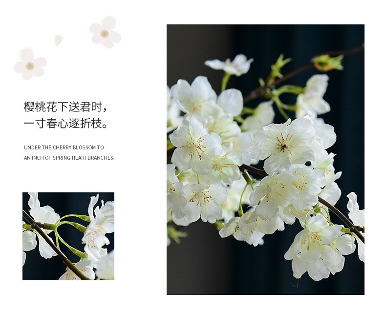 The manufacturer simulates 4-pronged cherry blossom branches, long branches, artificial flowers, silk fabric, plastic flowers, wedding decorations, arches, guiding paths, and artificial flowers detail image 9