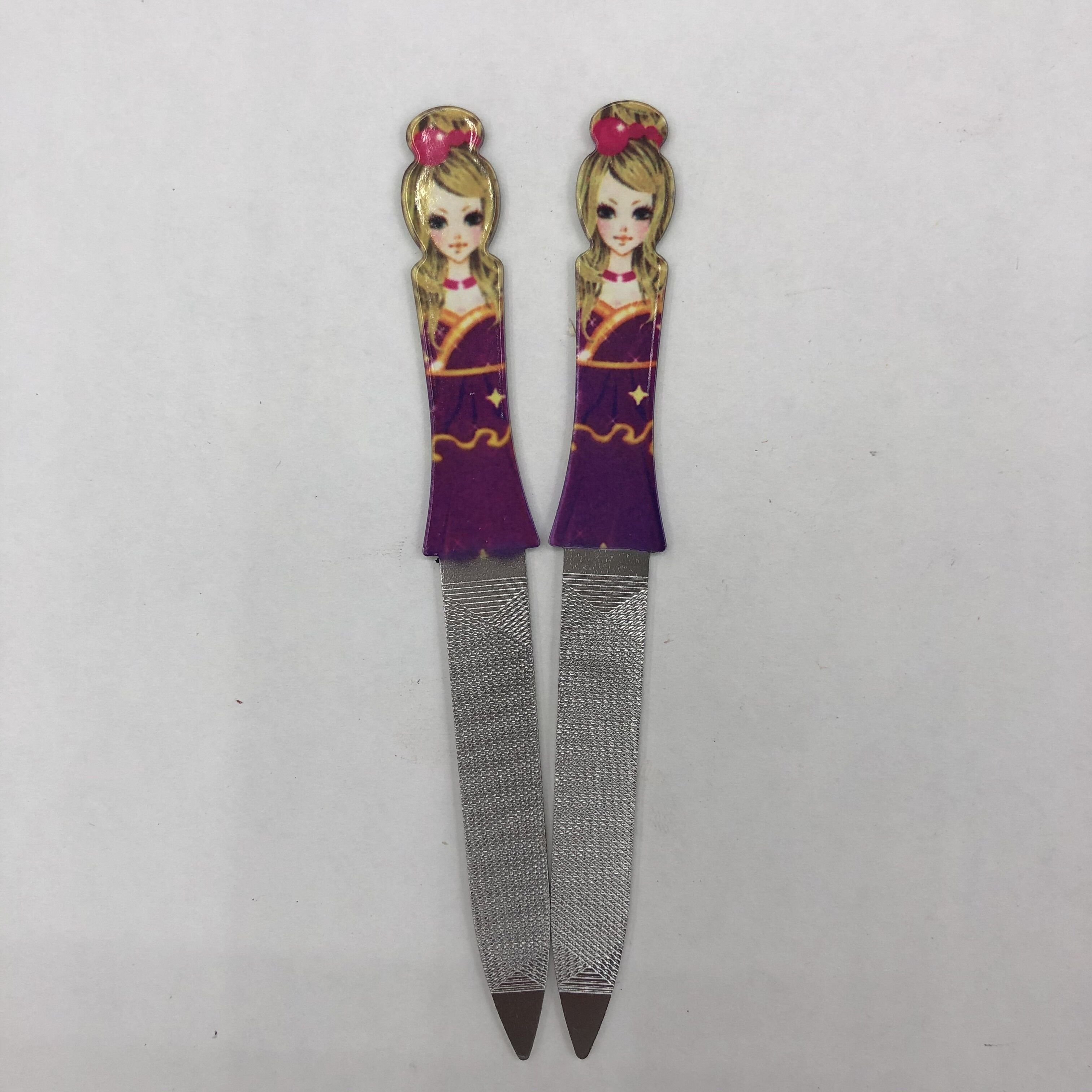 Nail polish file Nail polish file Stainless steel dual-end nail file cuticle fork Plastic handle nail file Nail polish Manicure peeling tool Nail polish remover details Picture