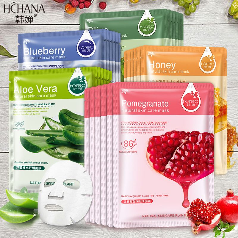 Han Chan Blue berry red pomegranate Olive Honey moisturizing single pack Mask Aloe plant care moisturizing mask combination