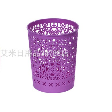 创意仿藤编塑料笔筒 多功能简约镂空学生桌面收纳盒办公文具笔桶详情图4