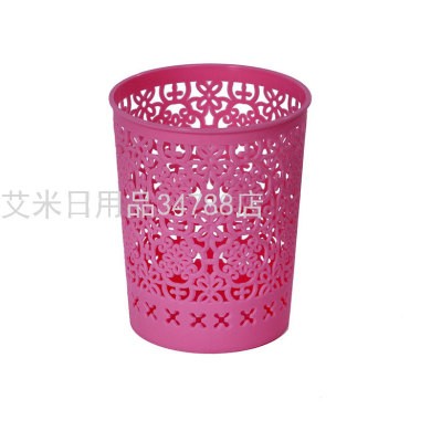 创意仿藤编塑料笔筒 多功能简约镂空学生桌面收纳盒办公文具笔桶详情图1