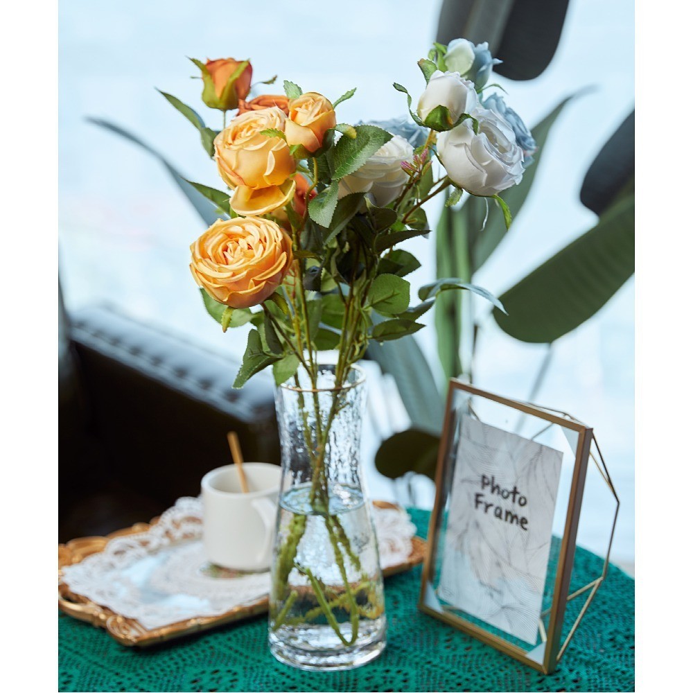 Wholesale and retail of 3-head imperial rose artificial flowers, artificial rose for dining tables, artificial flowers for rural soft furnishings, and silk flowers detail image 11