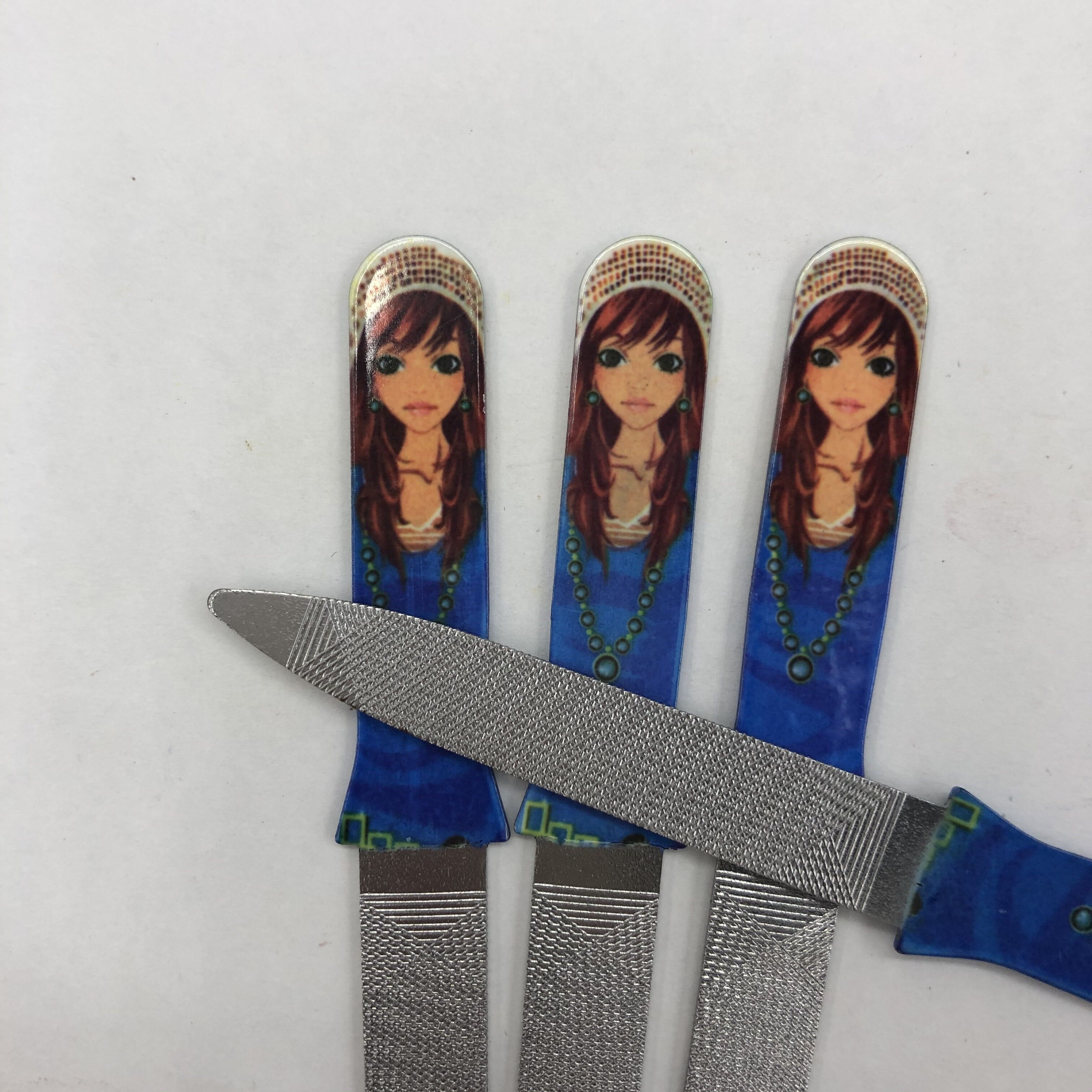 Nail art tools, nail file, stainless steel double-headed dual-purpose nail file, dead skin fork, plastic handle nail file, nail trimming, dead skin removal tool, nail trimmer Item Picture