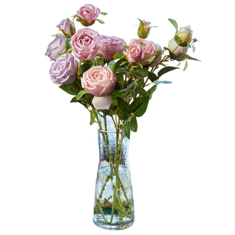 Wholesale and retail of 3-head imperial rose artificial flowers, artificial rose for dining tables, artificial flowers for rural soft furnishings, and silk flowers detail image 12