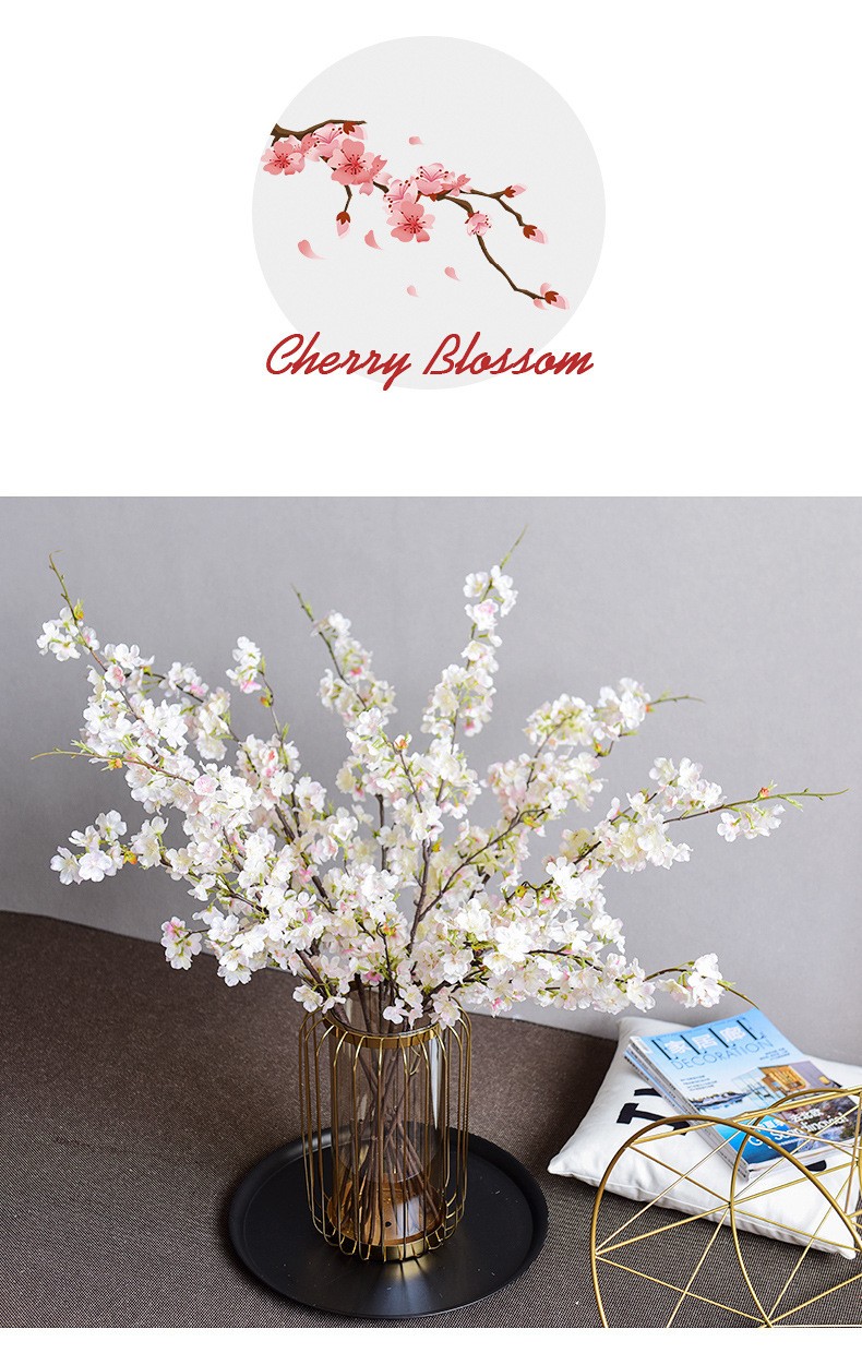 The manufacturer simulates 4-pronged cherry blossom branches, long branches, artificial flowers, silk fabric, plastic flowers, wedding decorations, arches, guiding paths, and artificial flowers detail image 18