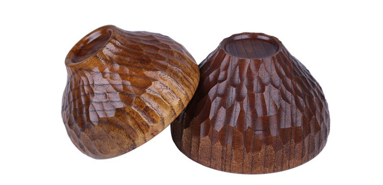 Turtle Shell Shape Wooden Bowl Carved Solid Color details Picture