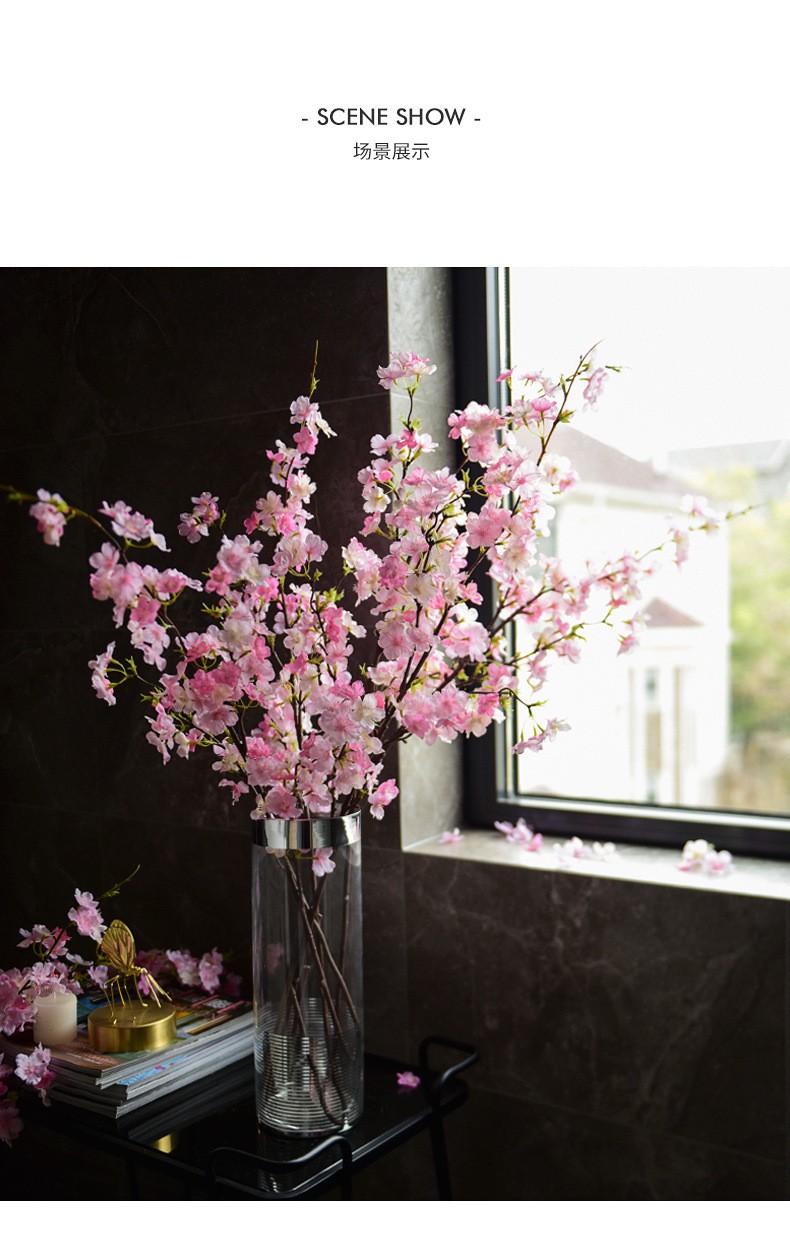 The manufacturer simulates 4-pronged cherry blossom branches, long branches, artificial flowers, silk fabric, plastic flowers, wedding decorations, arches, guiding paths, and artificial flowers detail image 13