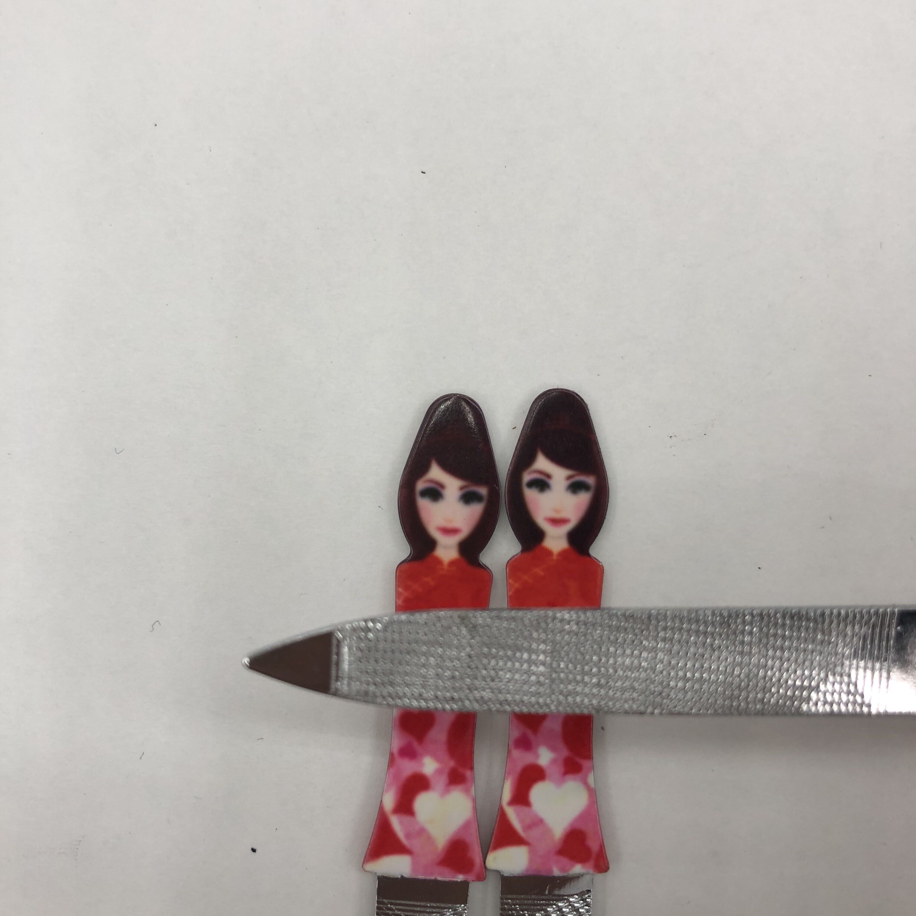 Nail file Stainless steel double-ended nail file cuticle fork Plastic handle nail file Manicure manicure peeling tool Specification drawing